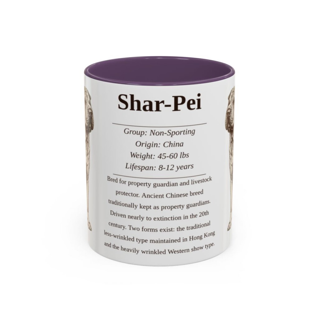 11oz Shar-Pei Mug, Purple, front view