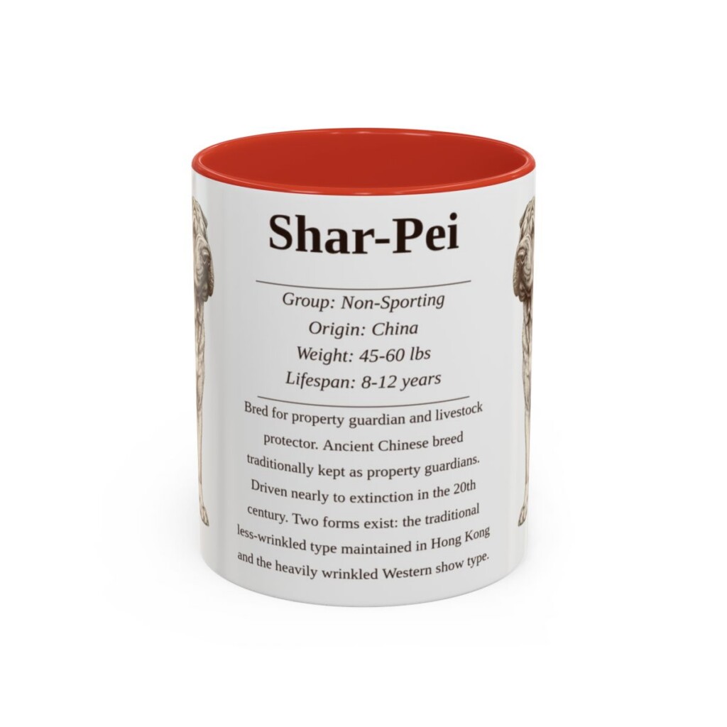 11oz Shar-Pei Mug, Red, front view