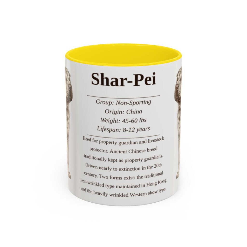 11oz Shar-Pei Mug, Yellow, front view