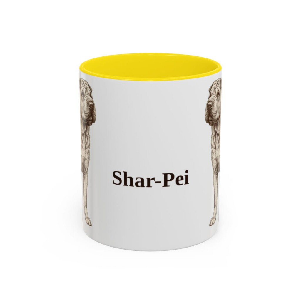 11oz Shar-Pei Mug, Yellow, front view