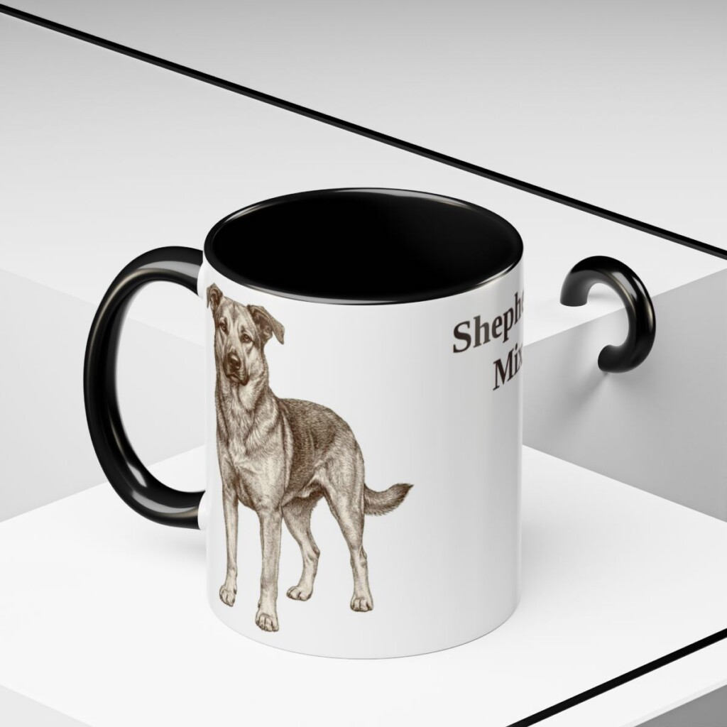 11oz Shepherd Mix Mug, Black, lifestyle photo