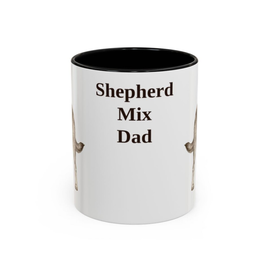 11oz Shepherd Mix Dog Dad Mug, Black, front view