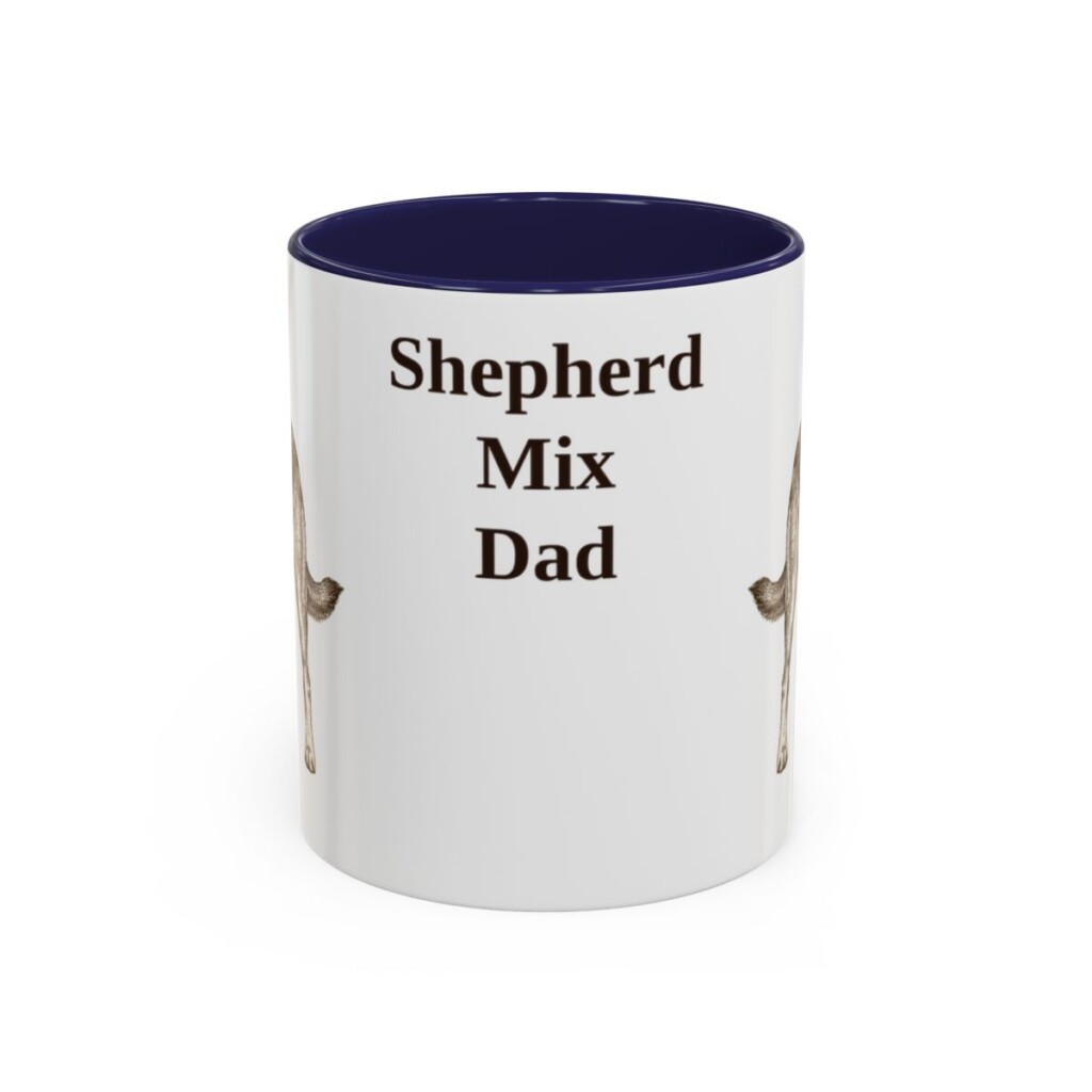 11oz Shepherd Mix Dog Dad Mug, Navy, front view