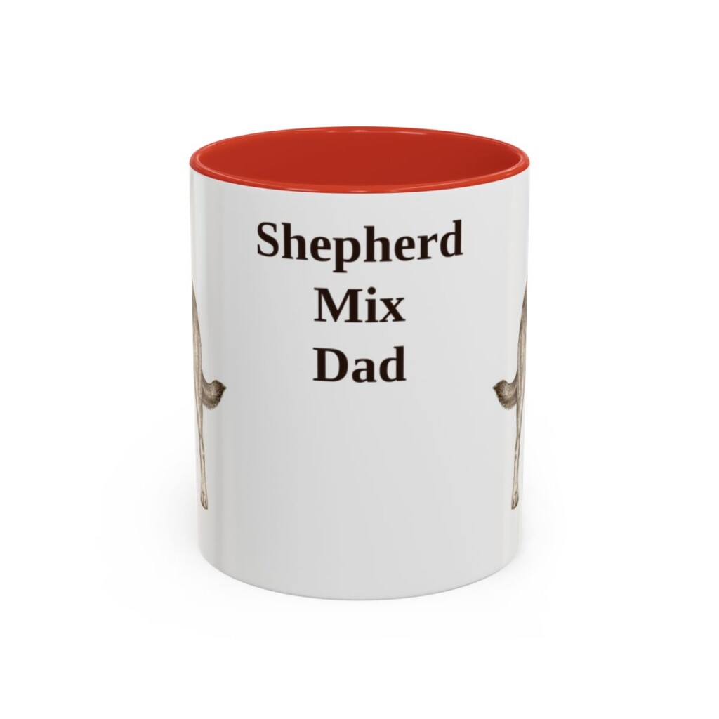 11oz Shepherd Mix Dog Dad Mug, Red, front view