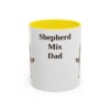 11oz Shepherd Mix Dog Dad Mug, Yellow, front view
