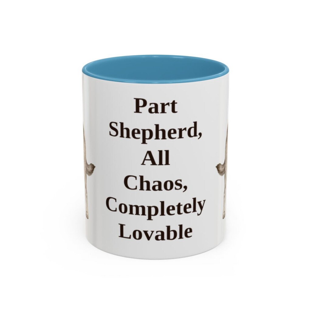 11oz Funny Shepherd Mix Mug, Light Blue, front view