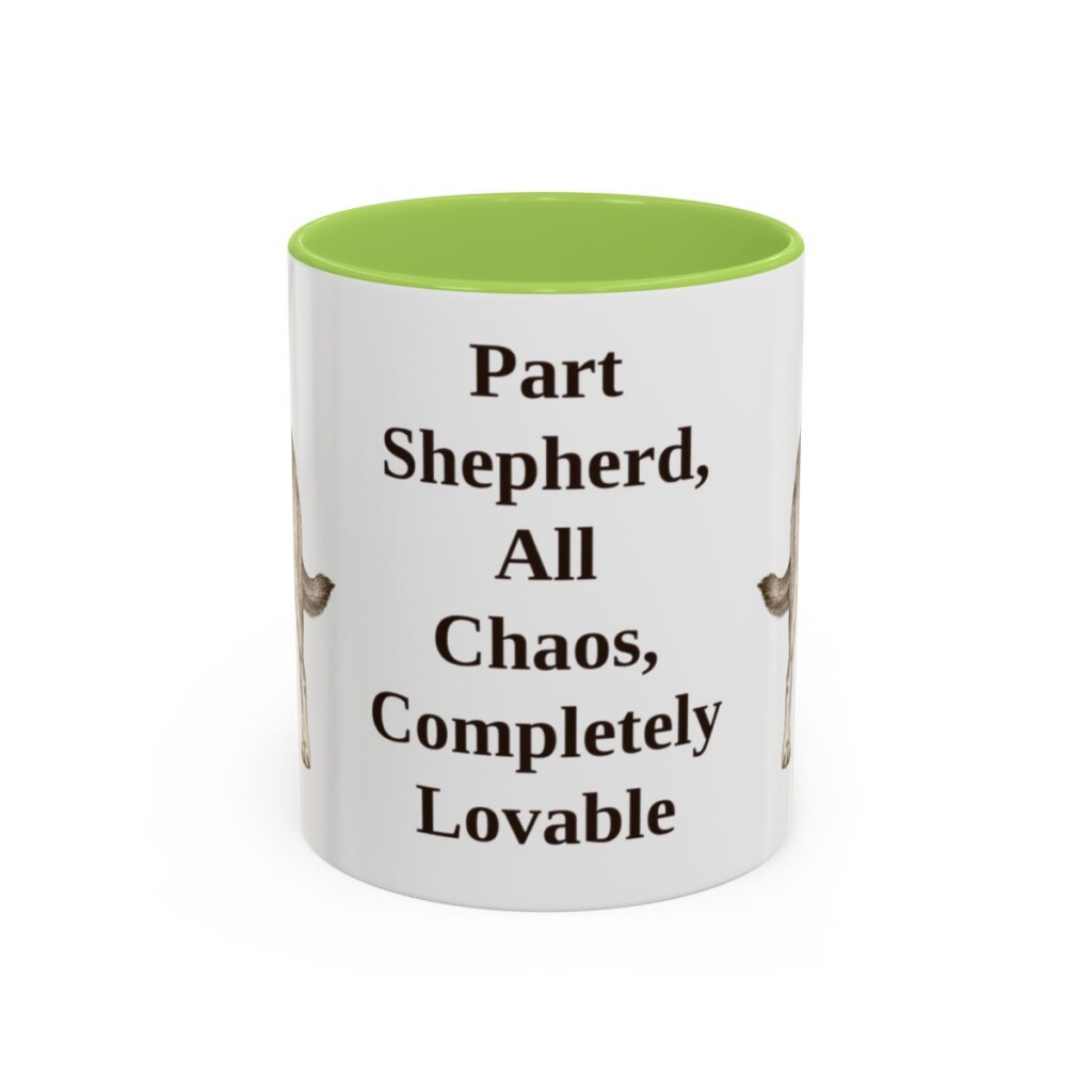 11oz Funny Shepherd Mix Mug, Light Green, front view