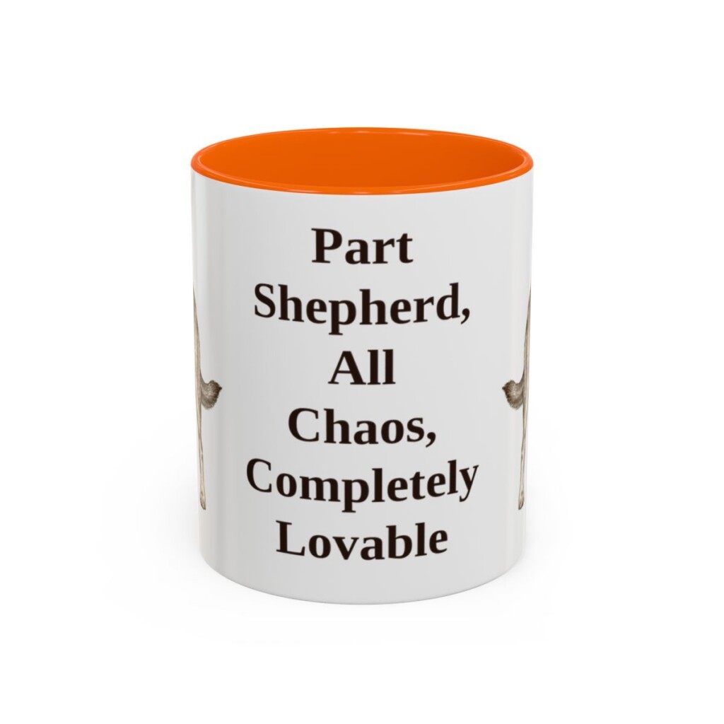11oz Funny Shepherd Mix Mug, Orange, front view