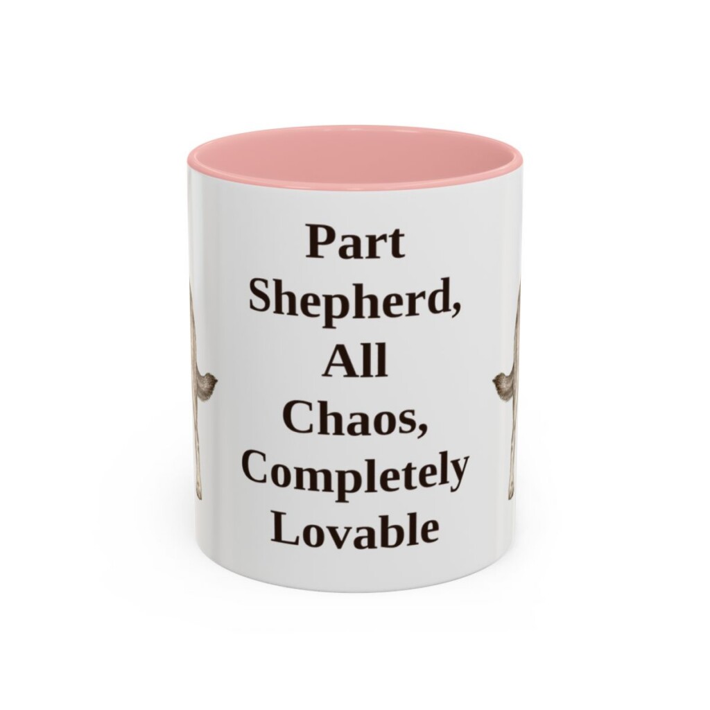 11oz Funny Shepherd Mix Mug, Pink, front view