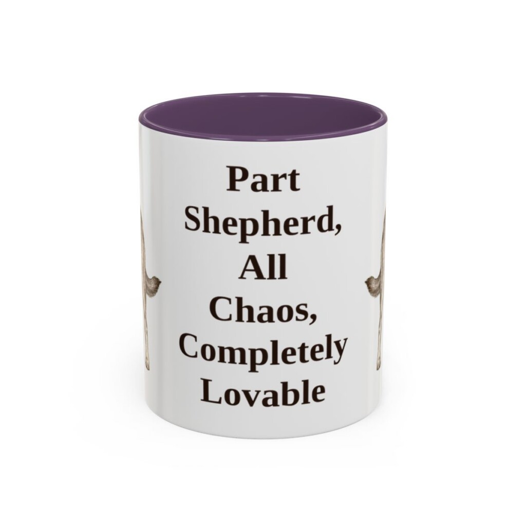 11oz Funny Shepherd Mix Mug, Purple, front view