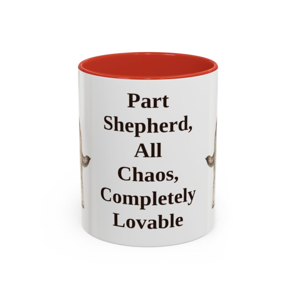 11oz Funny Shepherd Mix Mug, Red, front view