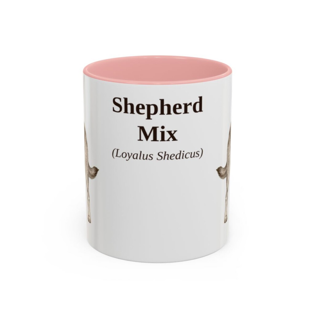 11oz Shepherd Mix Latin Mug, Pink, front view