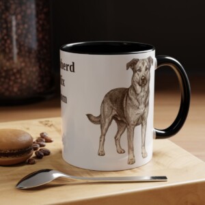 11oz Shepherd Mix Dog Mom Mug, Black, lifestyle photo