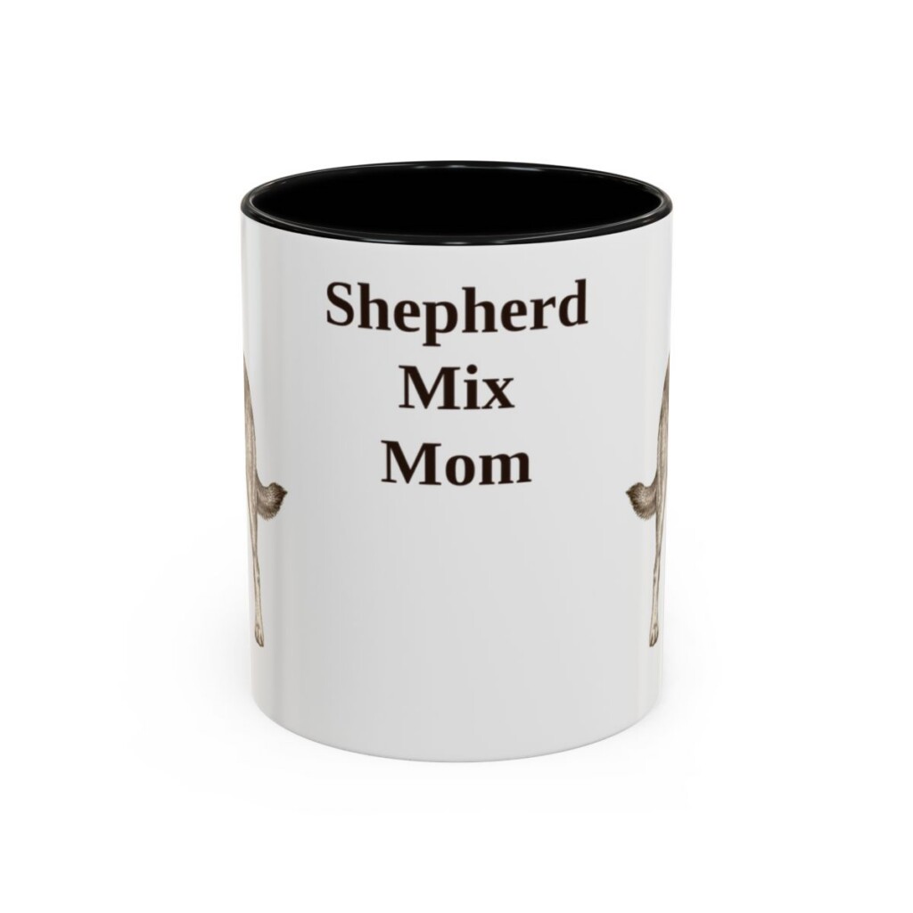 11oz Shepherd Mix Dog Mom Mug, Black, front view