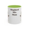 11oz Shepherd Mix Dog Mom Mug, Light Green, front view