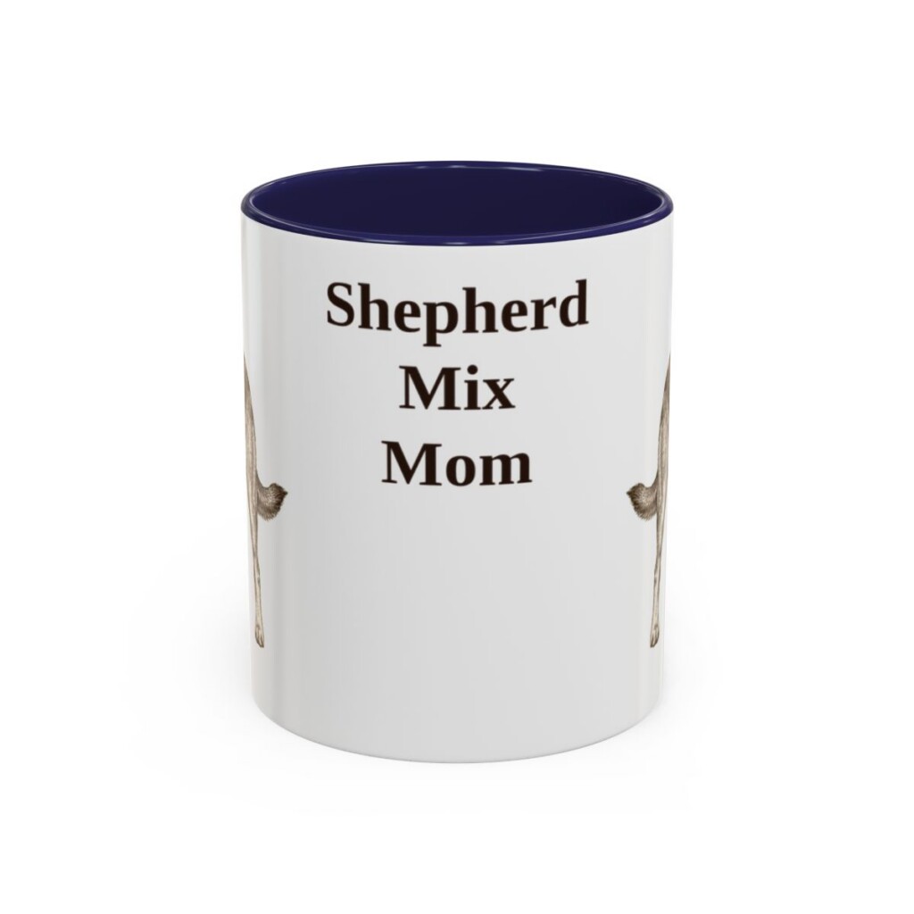 11oz Shepherd Mix Dog Mom Mug, Navy, front view