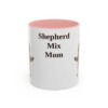 11oz Shepherd Mix Dog Mom Mug, Pink, front view