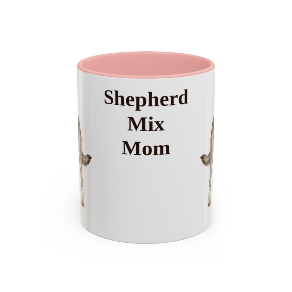 11oz Shepherd Mix Dog Mom Mug, Pink, front view