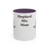 11oz Shepherd Mix Dog Mom Mug, Purple, front view