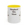 11oz Shepherd Mix Dog Mom Mug, Yellow, front view