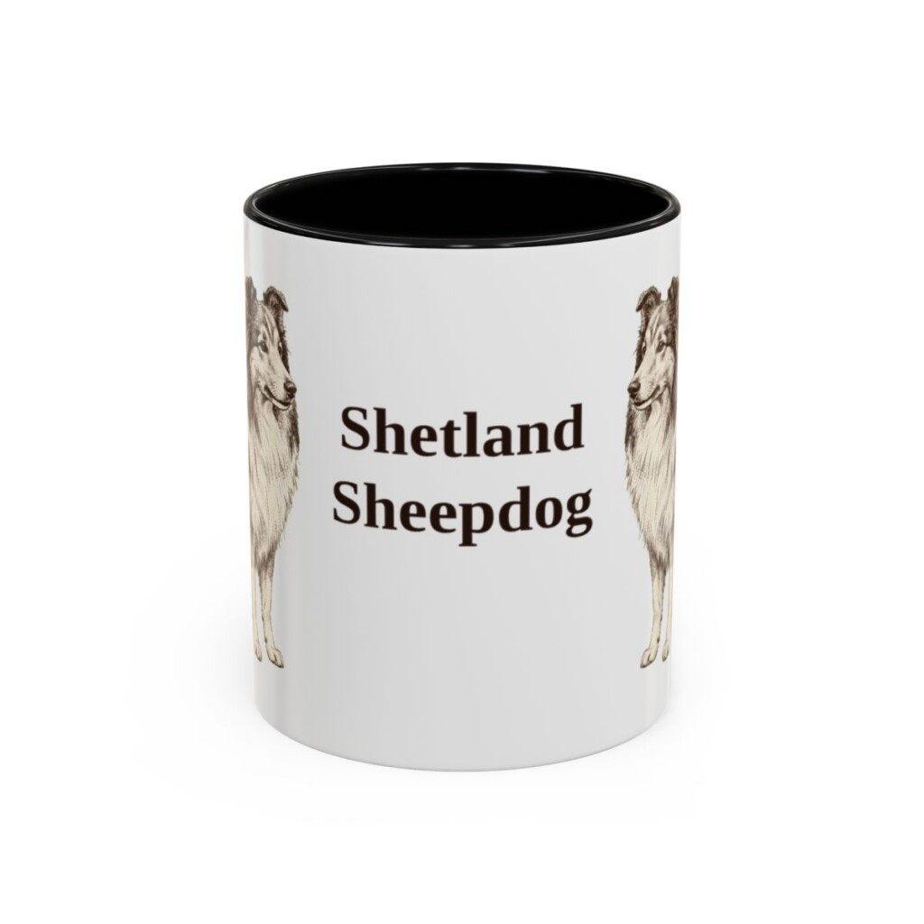 11oz Shetland Sheepdog Mug, Black, front view