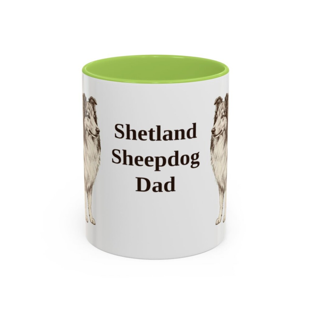 11oz-shetland-sheepdog-mug-dad-light-green 11oz Shetland Sheepdog Dog Dad Mug, Light Green, front view