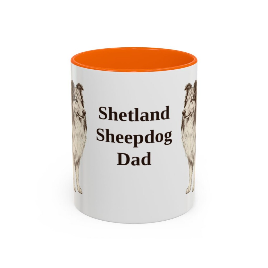 11oz-shetland-sheepdog-mug-dad-orange 11oz Shetland Sheepdog Dog Dad Mug, Orange, front view