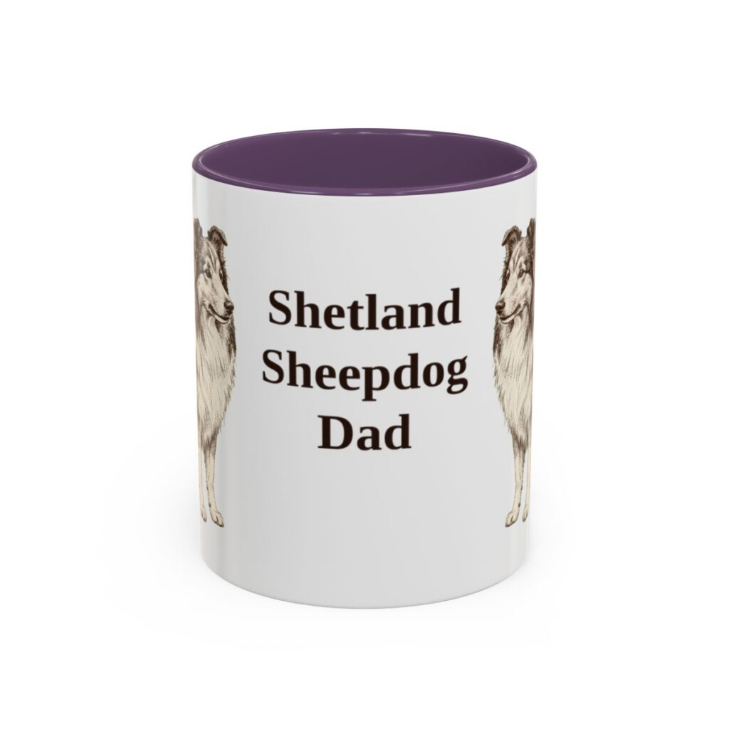 11oz-shetland-sheepdog-mug-dad-purple 11oz Shetland Sheepdog Dog Dad Mug, Purple, front view