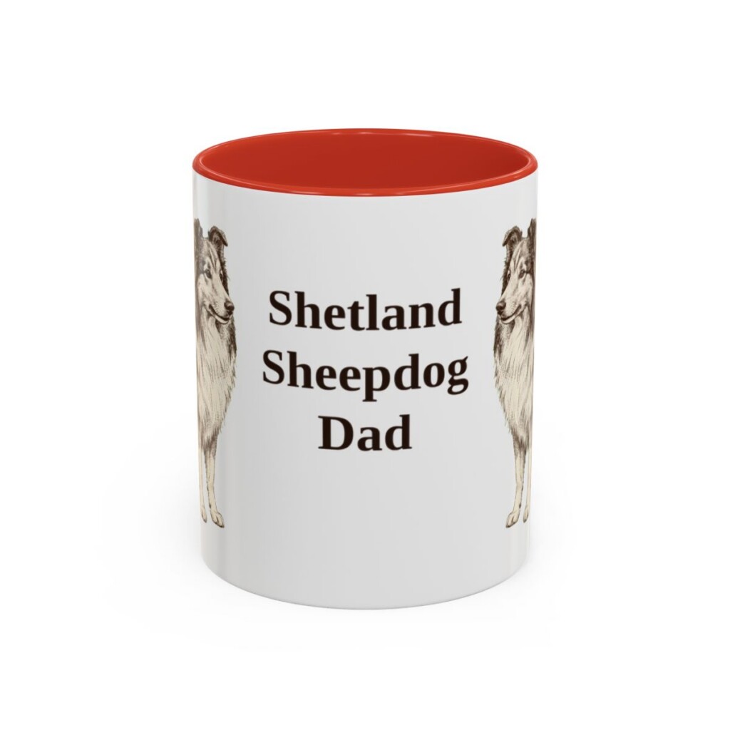 11oz-shetland-sheepdog-mug-dad-red 11oz Shetland Sheepdog Dog Dad Mug, Red, front view