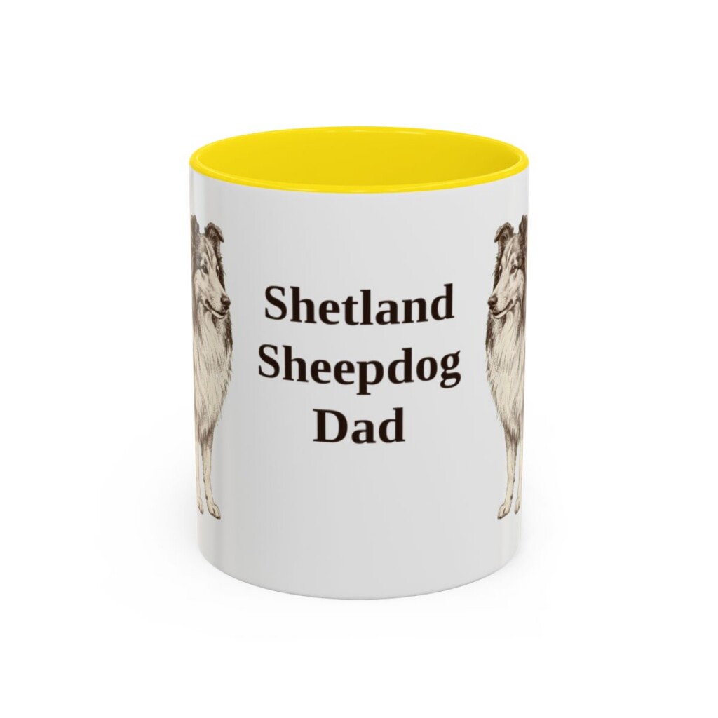 11oz-shetland-sheepdog-mug-dad-yellow 11oz Shetland Sheepdog Dog Dad Mug, Yellow, front view