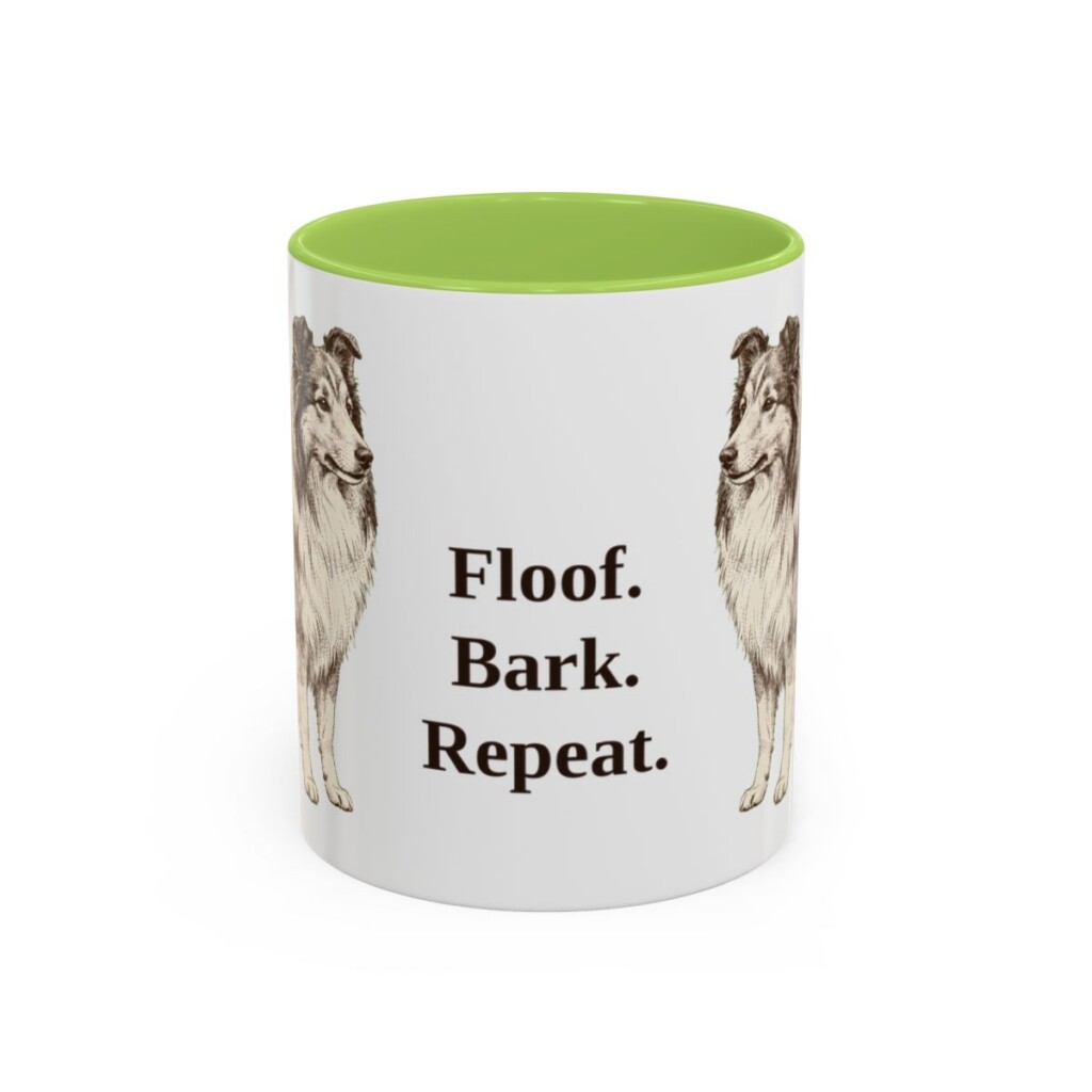11oz-shetland-sheepdog-mug-humor-light-green 11oz Funny Shetland Sheepdog Mug, Light Green, front view