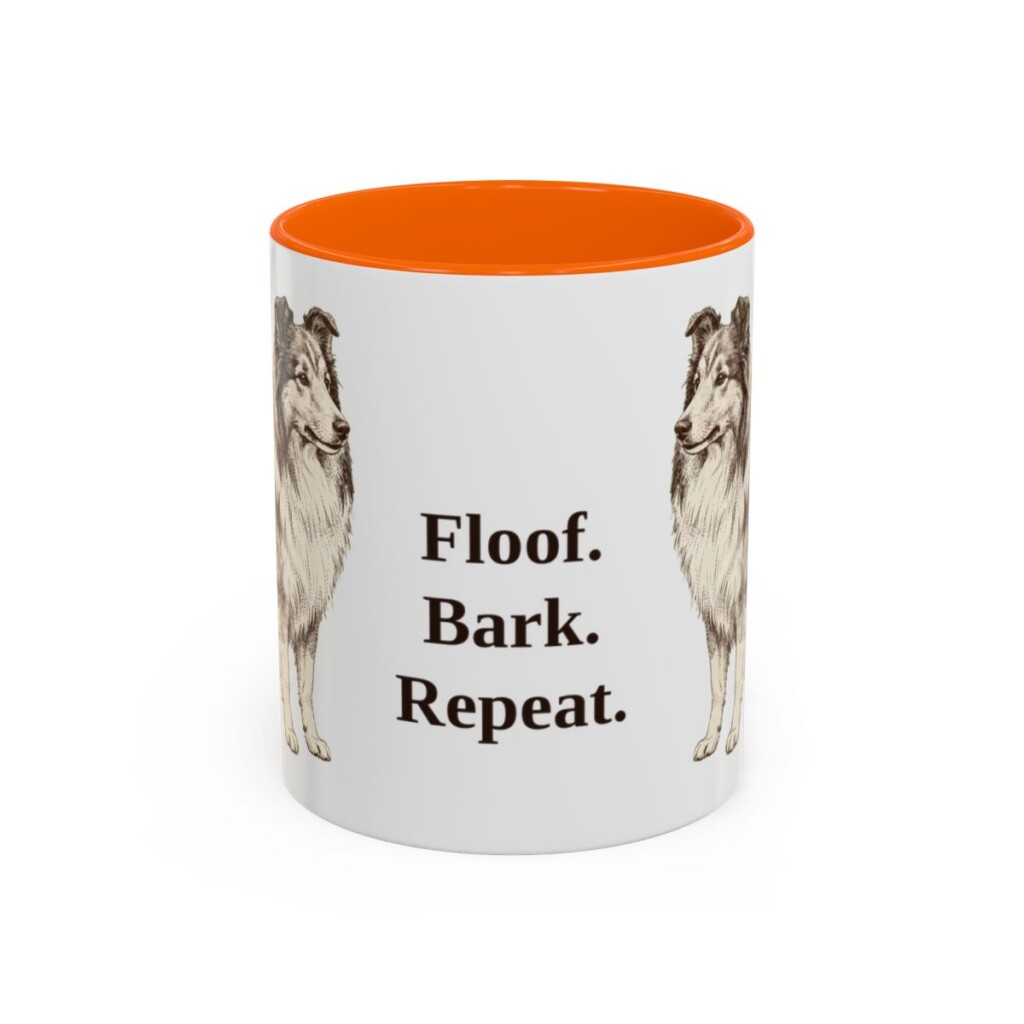 11oz-shetland-sheepdog-mug-humor-orange 11oz Funny Shetland Sheepdog Mug, Orange, front view