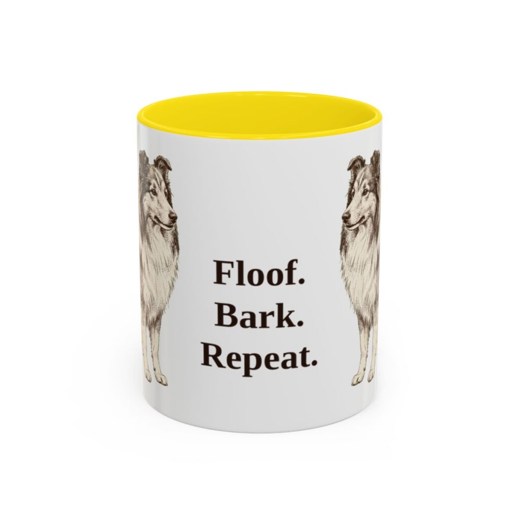 11oz-shetland-sheepdog-mug-humor-yellow 11oz Funny Shetland Sheepdog Mug, Yellow, front view