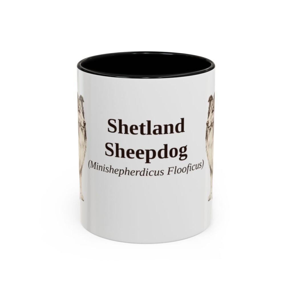 11oz Shetland Sheepdog Latin Mug, Black, front view