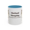 11oz Shetland Sheepdog Latin Mug, Light Blue, front view