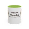 11oz Shetland Sheepdog Latin Mug, Light Green, front view