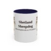 11oz Shetland Sheepdog Latin Mug, Navy, front view