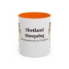 11oz Shetland Sheepdog Latin Mug, Orange, front view