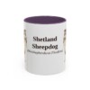 11oz Shetland Sheepdog Latin Mug, Purple, front view