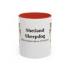 11oz Shetland Sheepdog Latin Mug, Red, front view