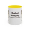 11oz Shetland Sheepdog Latin Mug, Yellow, front view