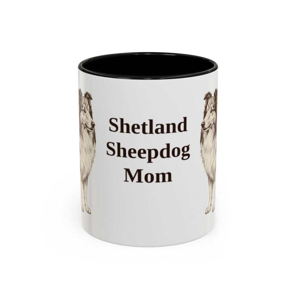 11oz Shetland Sheepdog Dog Mom Mug, Black, front view