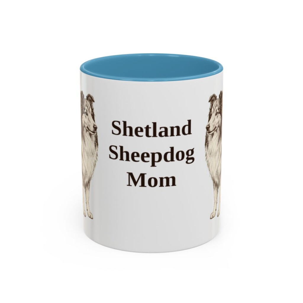 11oz Shetland Sheepdog Dog Mom Mug, Light Blue, front view