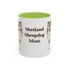 11oz Shetland Sheepdog Dog Mom Mug, Light Green, front view