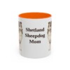 11oz Shetland Sheepdog Dog Mom Mug, Orange, front view