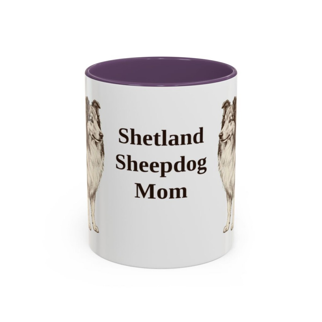 11oz Shetland Sheepdog Dog Mom Mug, Purple, front view