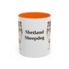 11oz Shetland Sheepdog Mug, Orange, front view
