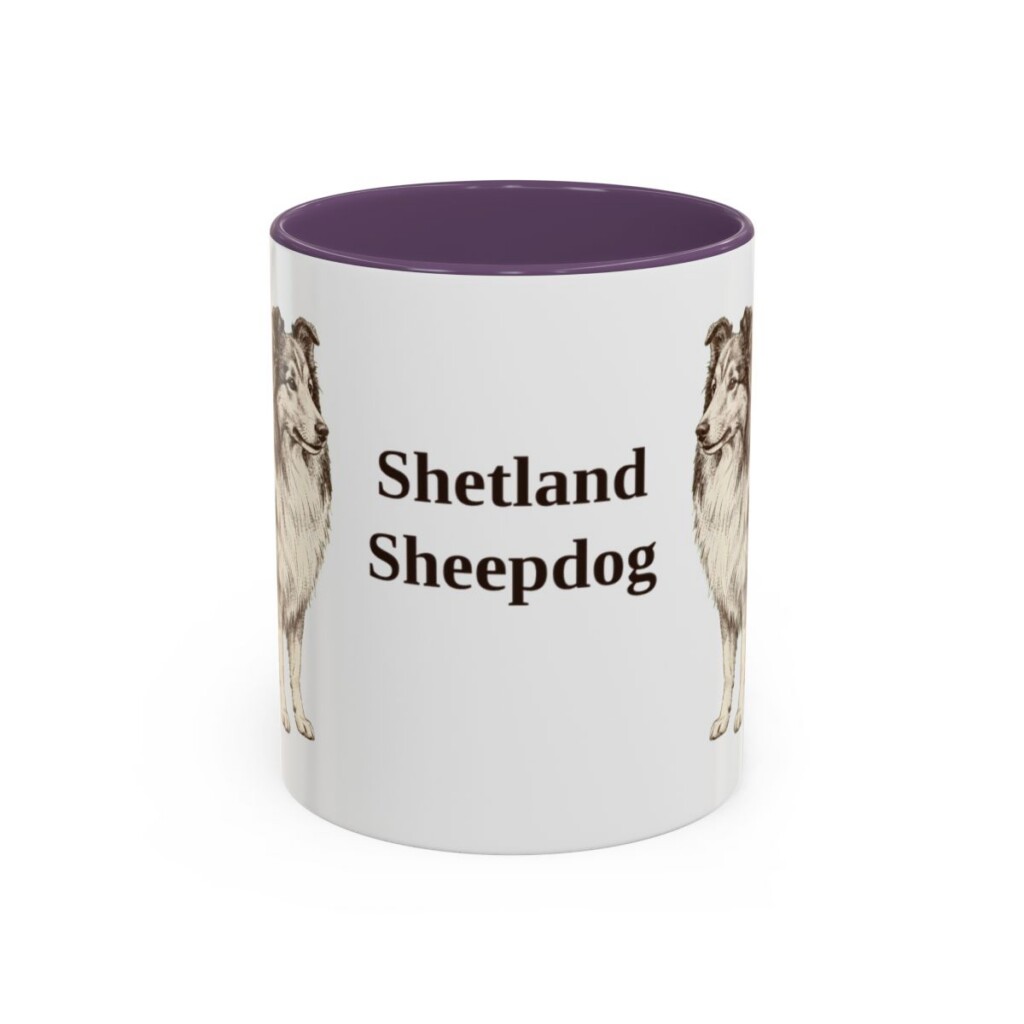 11oz Shetland Sheepdog Mug, Purple, front view