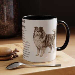 11oz Shetland Sheepdog Mug, Black, lifestyle photo