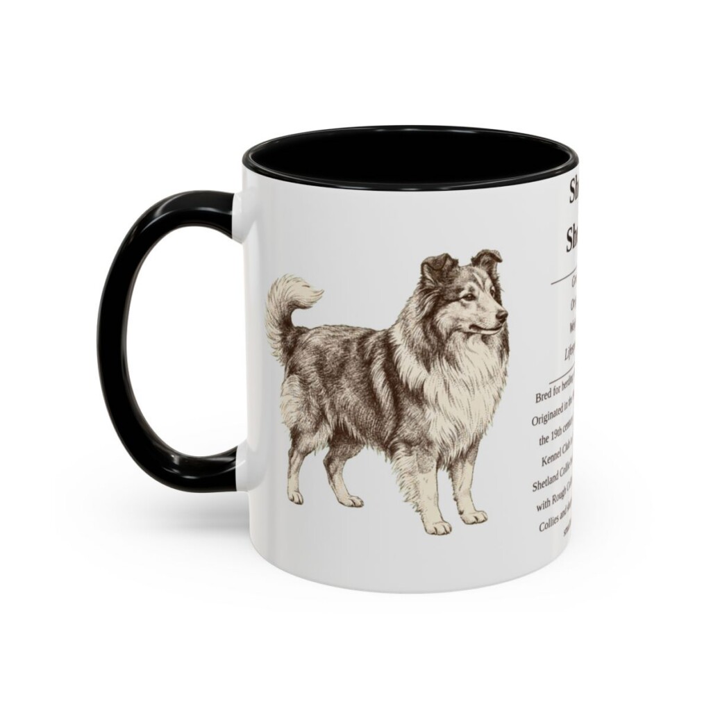 11oz-shetland-sheepdog-mug-writeup-black-left 11oz Shetland Sheepdog Mug, Black, left side view